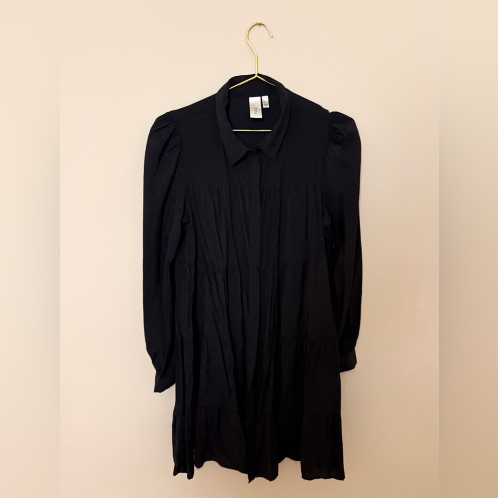 Black cotton shirt dress